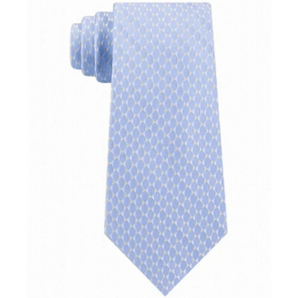 NWT $70 Michael Kors [Mens Tie‎ ] Mirrored Circles Tie in Light Blue Yellow